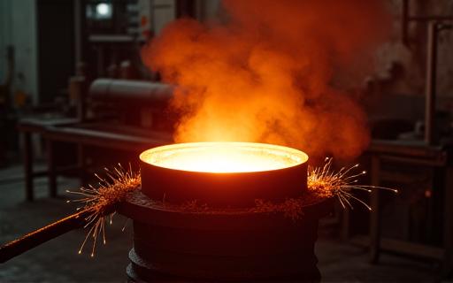 Glühendes Metall während des Legierungsprozesses